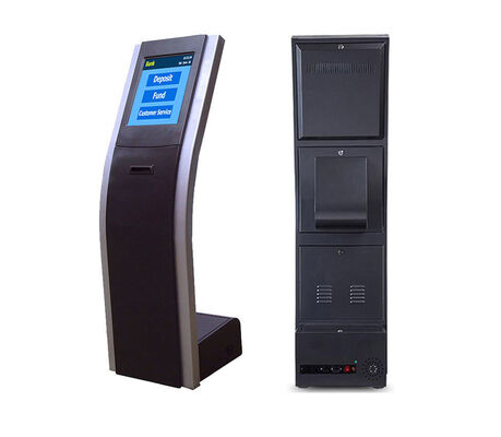 Chiosco per biglietti di coda con touchscreen e stampante termica integrata per soluzioni di accodamento automatico in vari ambienti aziendali